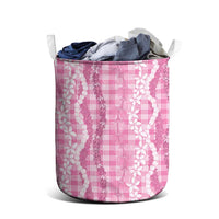 Hawaiian Ohia Lehua Lei Laundry Basket Plaid Palaka Akala Pattern LT9 - Polynesian Pride