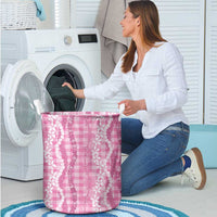 Hawaiian Ohia Lehua Lei Laundry Basket Plaid Palaka Akala Pattern LT9 - Polynesian Pride