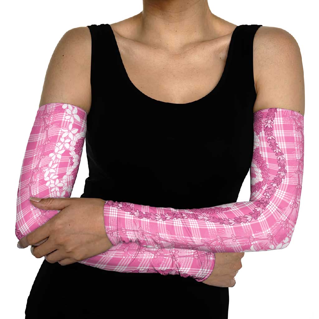 Hawaiian Ohia Lehua Lei Arm Sleeves Plaid Palaka Akala Pattern LT9 - Polynesian Pride