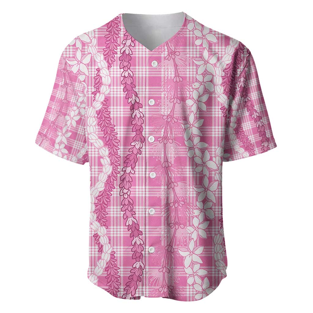 Hawaiian Ohia Lehua Lei Baseball Jersey Plaid Palaka Akala Pattern - Polynesian Pride
