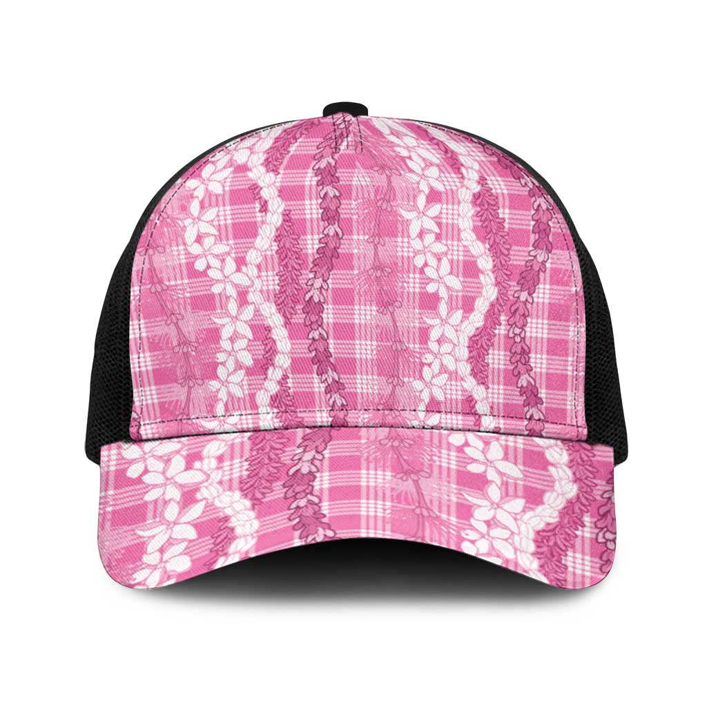 Hawaiian Ohia Lehua Lei Baseball Net Cap Plaid Palaka Akala Pattern - Polynesian Pride