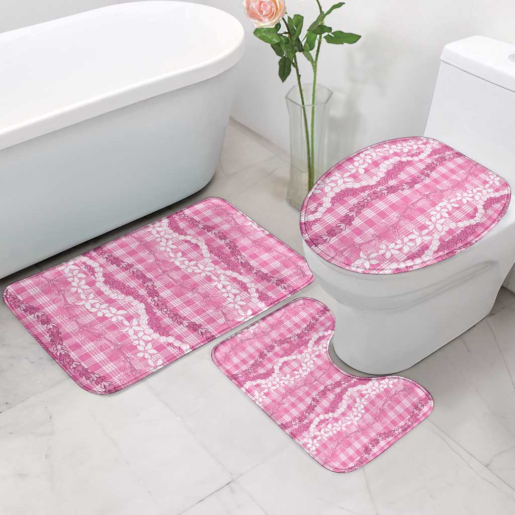Hawaiian Ohia Lehua Lei Bathroom Set Plaid Palaka Akala Pattern - Polynesian Pride