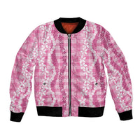 Hawaiian Ohia Lehua Lei Bomber Jacket Plaid Palaka Akala Pattern LT9 Unisex Pink - Polynesian Pride