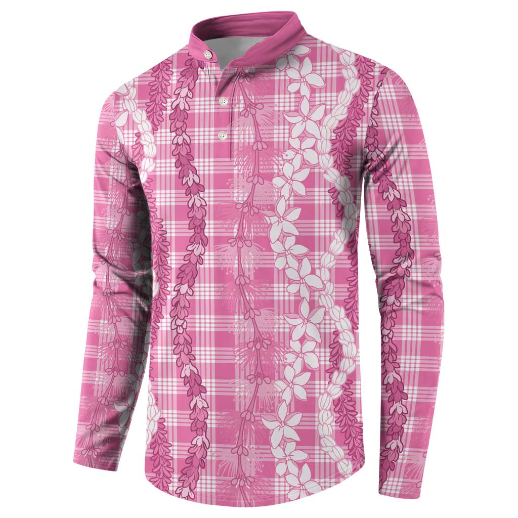 Hawaiian Ohia Lehua Lei Button Sweatshirt Plaid Palaka Akala Pattern LT9 - Polynesian Pride
