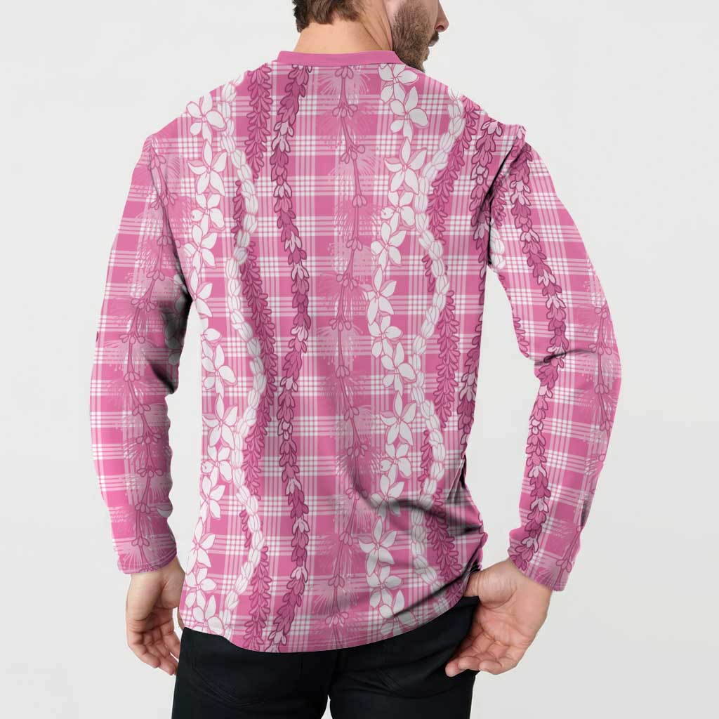 Hawaiian Ohia Lehua Lei Button Sweatshirt Plaid Palaka Akala Pattern LT9 - Polynesian Pride