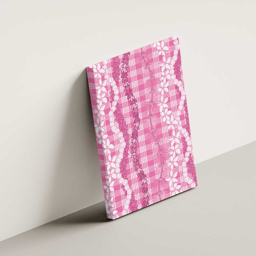 Hawaiian Ohia Lehua Lei Canvas Wall Art Plaid Palaka Akala Pattern - Polynesian Pride