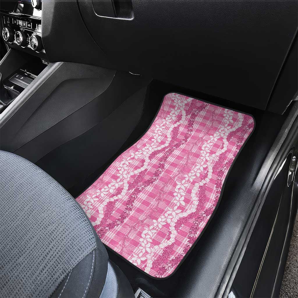 Hawaiian Ohia Lehua Lei Car Mats Plaid Palaka Akala Pattern - Polynesian Pride