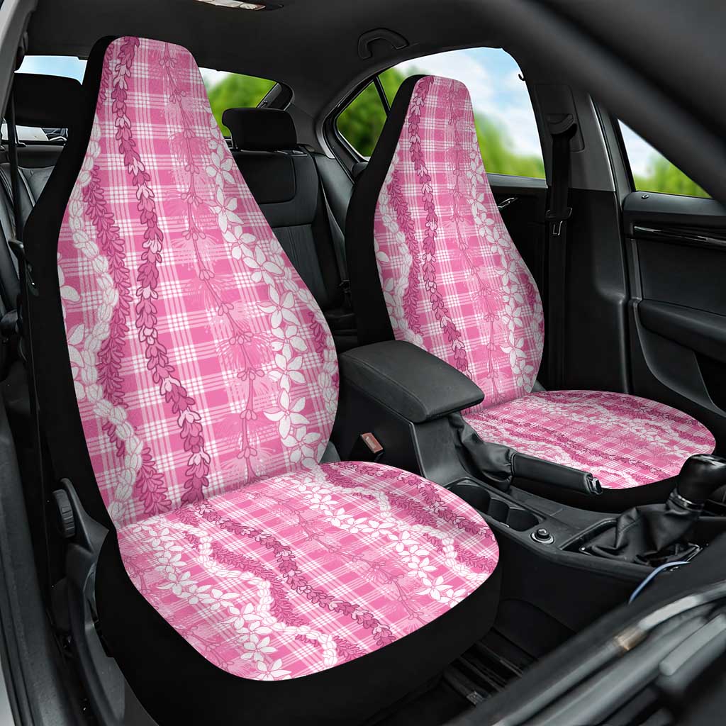 Hawaiian Ohia Lehua Lei Car Seat Cover Plaid Palaka Akala Pattern - Polynesian Pride