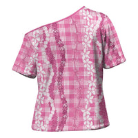 Hawaiian Ohia Lehua Lei Cross Shoulder Shirt Plaid Palaka Akala Pattern LT9 - Polynesian Pride