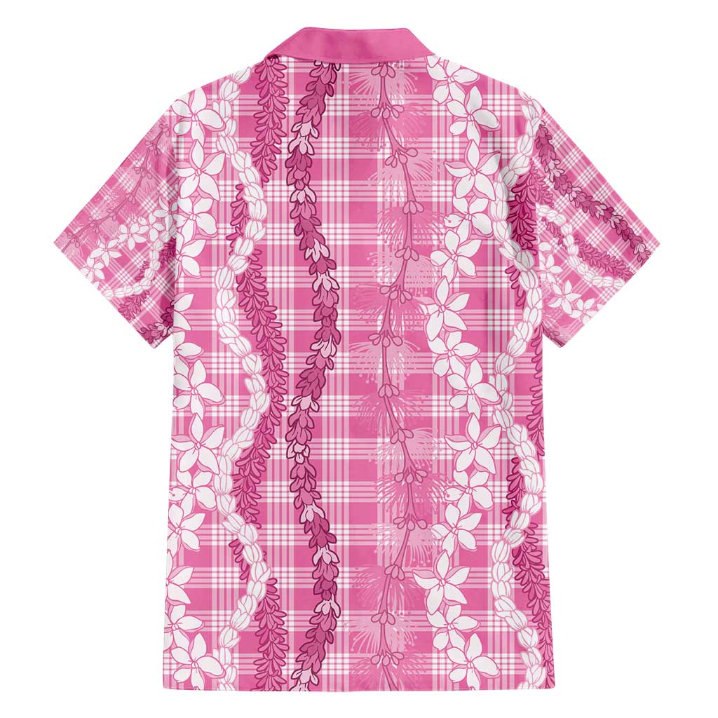 Hawaiian Ohia Lehua Lei Family Matching Off Shoulder Short Dress and Hawaiian Shirt Plaid Palaka Akala Pattern - Polynesian Pride