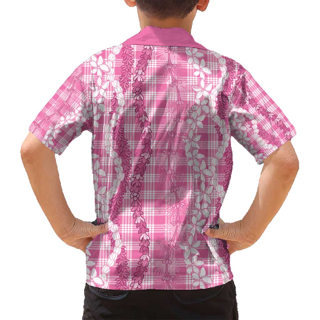 Hawaiian Ohia Lehua Lei Family Matching Puletasi and Hawaiian Shirt Plaid Palaka Akala Pattern - Polynesian Pride