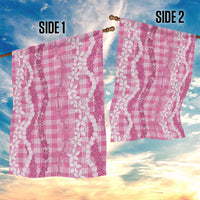 Hawaiian Ohia Lehua Lei Garden Flag Plaid Palaka Akala Pattern - Polynesian Pride