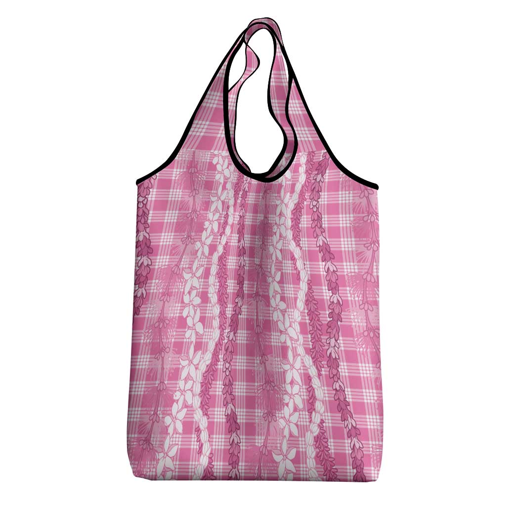 Hawaiian Ohia Lehua Lei Grocery Bag Plaid Palaka Akala Pattern LT9 - Polynesian Pride