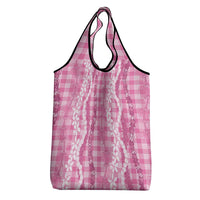 Hawaiian Ohia Lehua Lei Grocery Bag Plaid Palaka Akala Pattern LT9 - Polynesian Pride