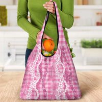 Hawaiian Ohia Lehua Lei Grocery Bag Plaid Palaka Akala Pattern LT9 - Polynesian Pride