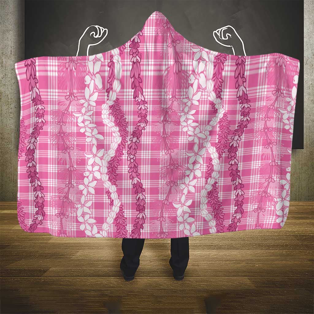 Hawaiian Ohia Lehua Lei Hooded Blanket Plaid Palaka Akala Pattern LT9 - Polynesian Pride