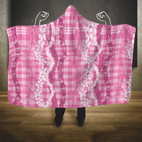 Hawaiian Ohia Lehua Lei Hooded Blanket Plaid Palaka Akala Pattern LT9 - Polynesian Pride