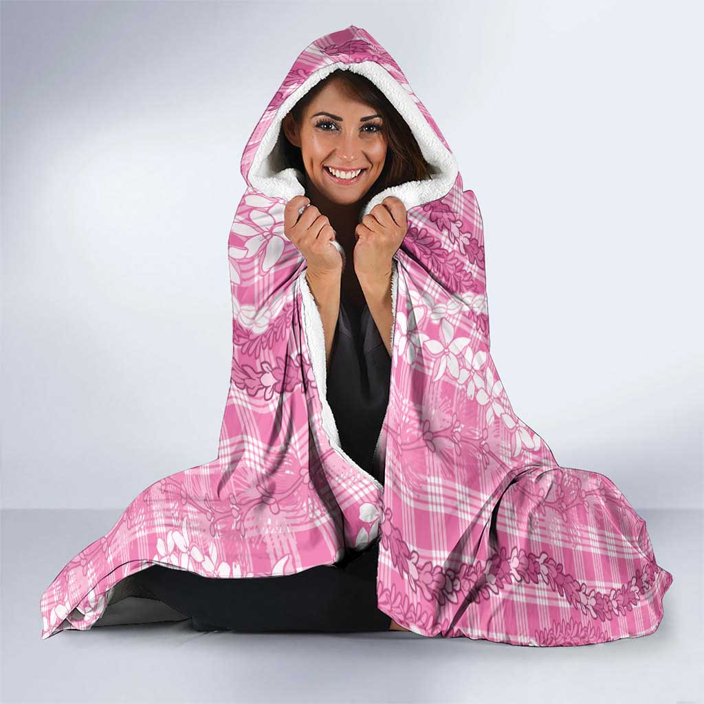 Hawaiian Ohia Lehua Lei Hooded Blanket Plaid Palaka Akala Pattern LT9 - Polynesian Pride