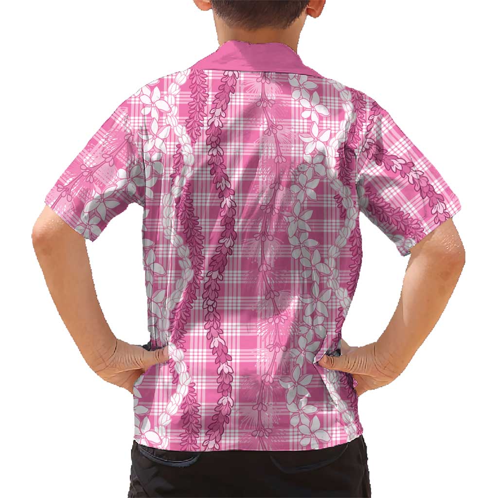 Hawaiian Ohia Lehua Lei Kid Hawaiian Shirt Plaid Palaka Akala Pattern LT9 - Polynesian Pride