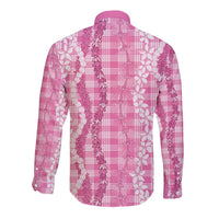 Hawaiian Ohia Lehua Lei Long Sleeve Button Shirt Plaid Palaka Akala Pattern LT9 - Polynesian Pride