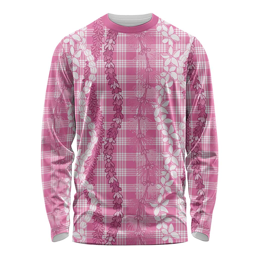 Hawaiian Ohia Lehua Lei Long Sleeve Shirt Plaid Palaka Akala Pattern LT9 Unisex Pink - Polynesian Pride