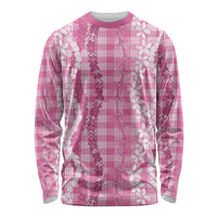 Hawaiian Ohia Lehua Lei Long Sleeve Shirt Plaid Palaka Akala Pattern LT9 Unisex Pink - Polynesian Pride