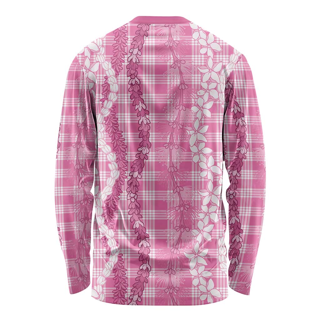 Hawaiian Ohia Lehua Lei Long Sleeve Shirt Plaid Palaka Akala Pattern LT9 - Polynesian Pride
