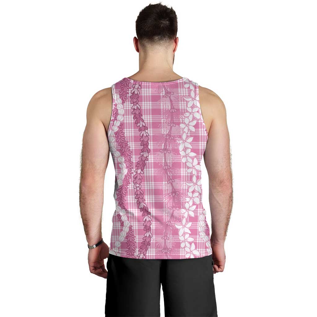 Hawaiian Ohia Lehua Lei Men Tank Top Plaid Palaka Akala Pattern LT9 - Polynesian Pride