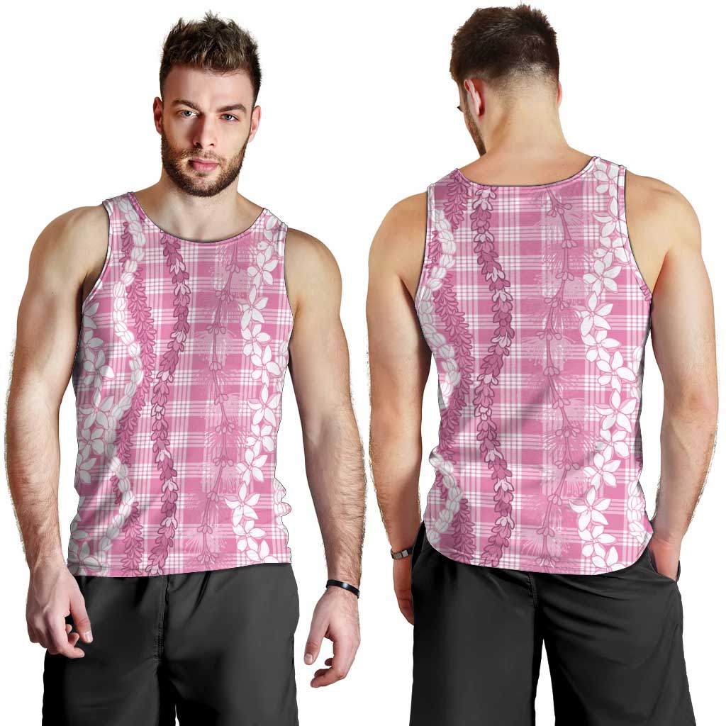 Hawaiian Ohia Lehua Lei Men Tank Top Plaid Palaka Akala Pattern LT9 - Polynesian Pride