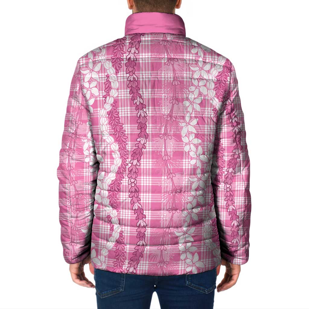 Hawaiian Ohia Lehua Lei Padded Jacket Plaid Palaka Akala Pattern LT9 - Polynesian Pride