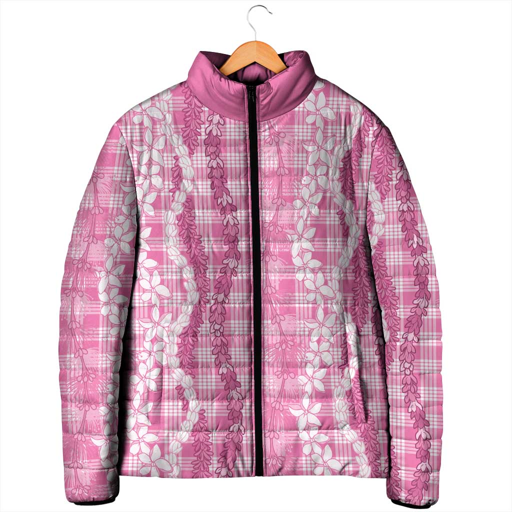 Hawaiian Ohia Lehua Lei Padded Jacket Plaid Palaka Akala Pattern LT9 - Polynesian Pride