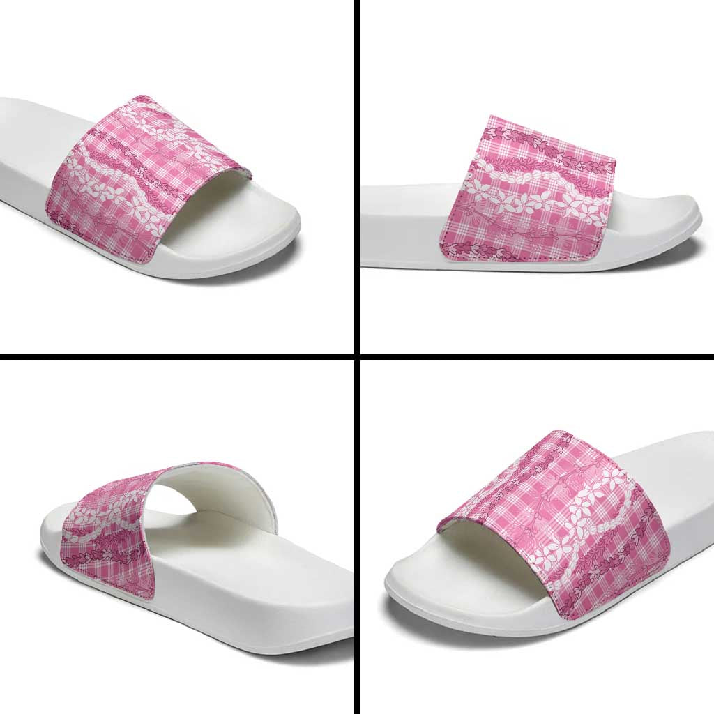 Hawaiian Ohia Lehua Lei Slide Sandals Plaid Palaka Akala Pattern LT9 - Polynesian Pride
