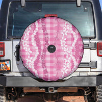Hawaiian Ohia Lehua Lei Spare Tire Cover Plaid Palaka Akala Pattern - Polynesian Pride