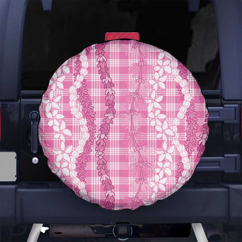 Hawaiian Ohia Lehua Lei Spare Tire Cover Plaid Palaka Akala Pattern - Polynesian Pride