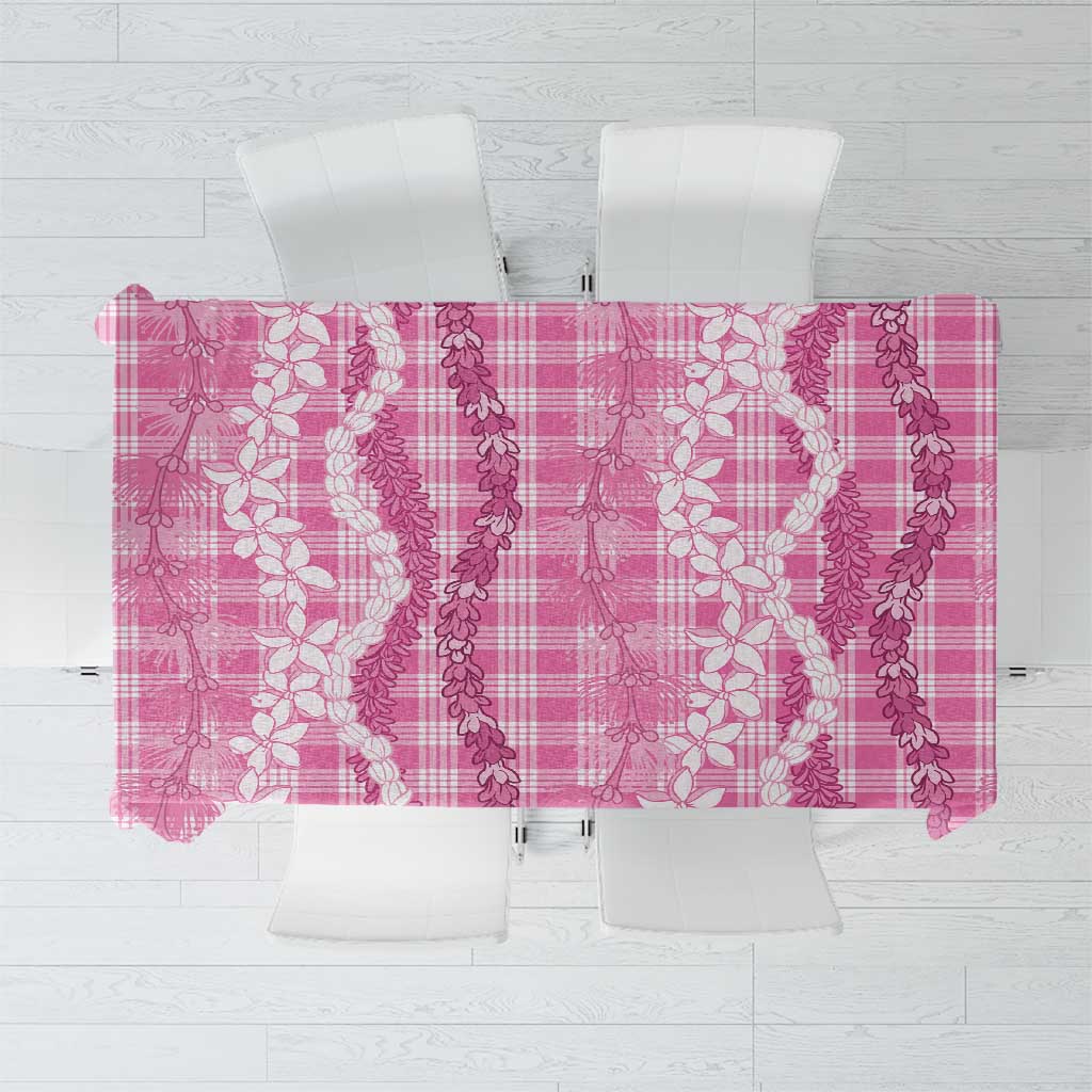 Hawaiian Ohia Lehua Lei Tablecloth Plaid Palaka Akala Pattern LT9 Pink - Polynesian Pride
