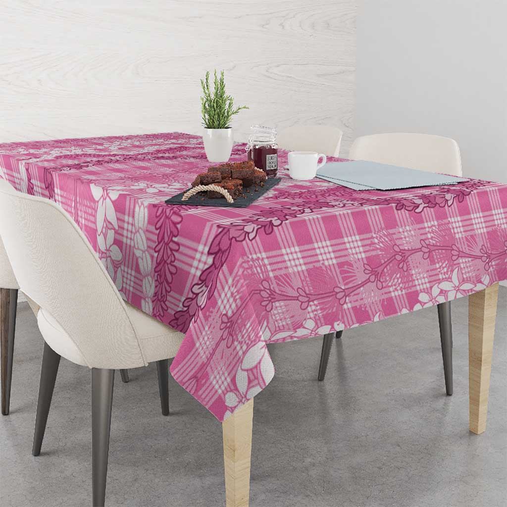 Hawaiian Ohia Lehua Lei Tablecloth Plaid Palaka Akala Pattern LT9 - Polynesian Pride