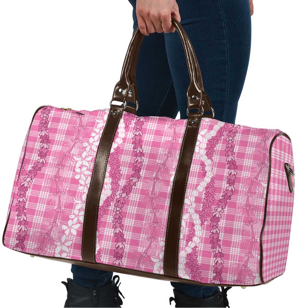 Hawaiian Ohia Lehua Lei Travel Bag Plaid Palaka Akala Pattern LT9 - Polynesian Pride
