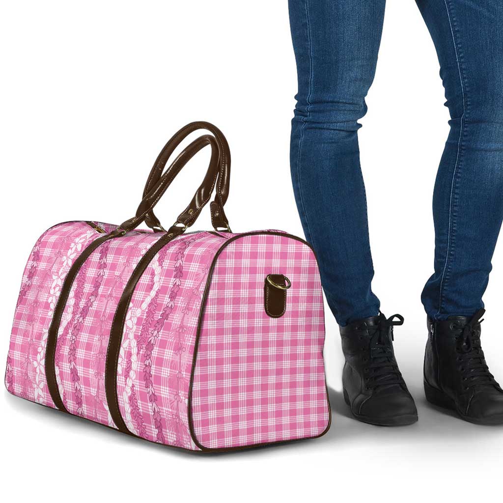 Hawaiian Ohia Lehua Lei Travel Bag Plaid Palaka Akala Pattern LT9 - Polynesian Pride