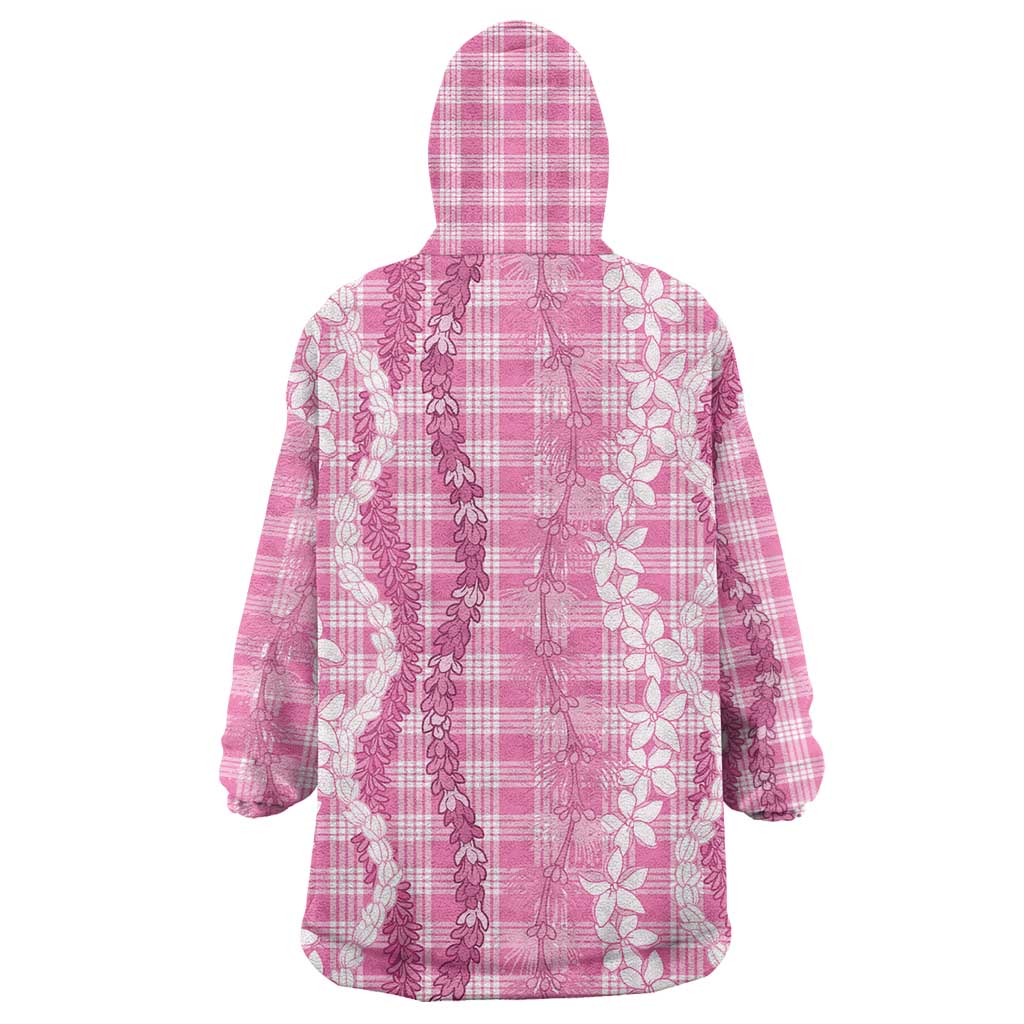 Hawaiian Ohia Lehua Lei Wearable Blanket Hoodie Plaid Palaka Akala Pattern LT9 - Polynesian Pride
