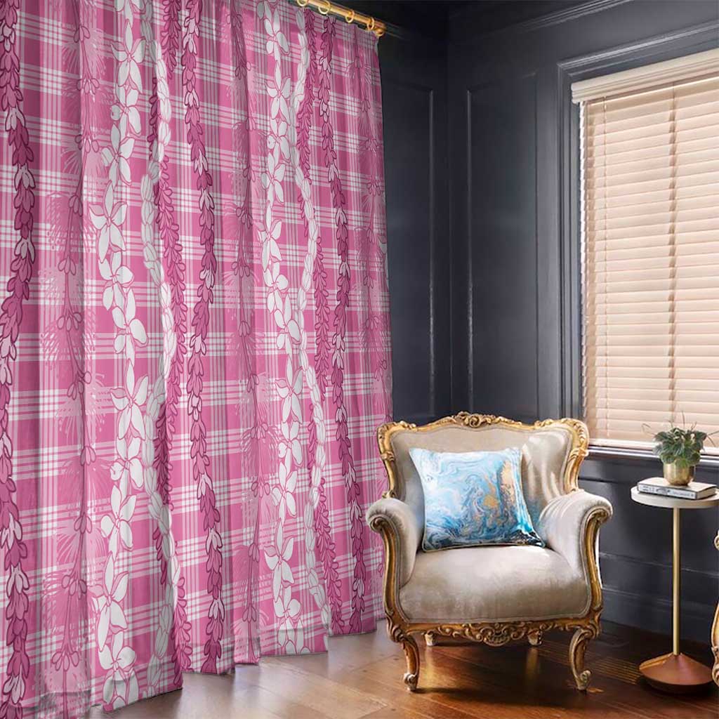 Hawaiian Ohia Lehua Lei Window Curtain Plaid Palaka Akala Pattern - Polynesian Pride