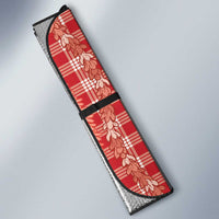 Hawaiian Ohia Lehua Lei Auto Sun Shade Plaid Palaka Ulaula Pattern - Polynesian Pride