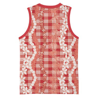 Hawaiian Ohia Lehua Lei Basketball Jersey Plaid Palaka Ulaula Pattern LT9 - Polynesian Pride