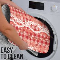 Hawaiian Ohia Lehua Lei Bathroom Set Plaid Palaka Ulaula Pattern - Polynesian Pride