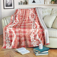 Hawaiian Ohia Lehua Lei Blanket Plaid Palaka Ulaula Pattern - Polynesian Pride