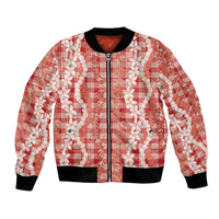Hawaiian Ohia Lehua Lei Bomber Jacket Plaid Palaka Ulaula Pattern LT9 Unisex Red - Polynesian Pride