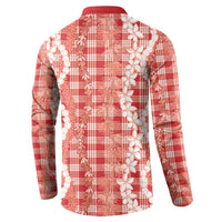 Hawaiian Ohia Lehua Lei Button Sweatshirt Plaid Palaka Ulaula Pattern LT9 - Polynesian Pride