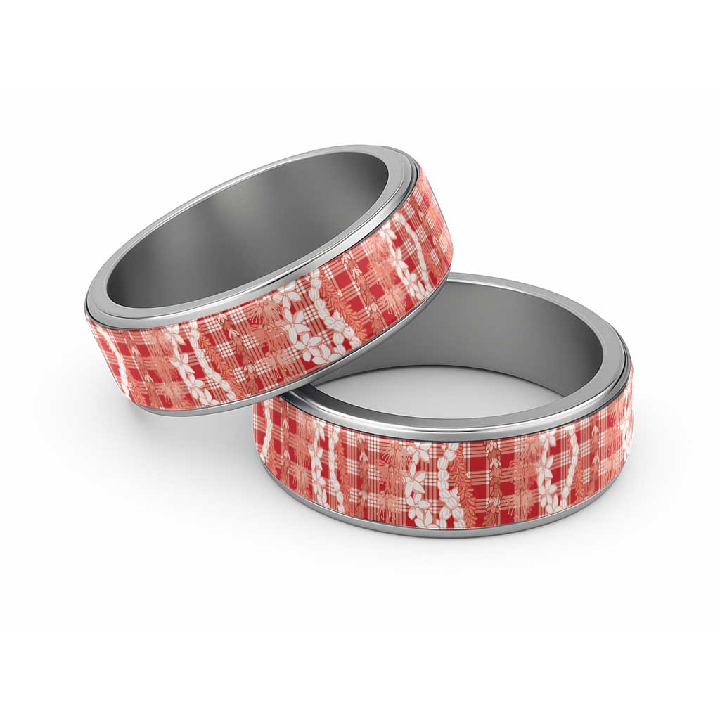 Hawaiian Ohia Lehua Lei Classic Ring Plaid Palaka Ulaula Pattern - Polynesian Pride