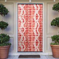Hawaiian Ohia Lehua Lei Door Cover Plaid Palaka Ulaula Pattern - Polynesian Pride