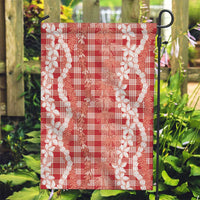 Hawaiian Ohia Lehua Lei Garden Flag Plaid Palaka Ulaula Pattern - Polynesian Pride