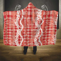 Hawaiian Ohia Lehua Lei Hooded Blanket Plaid Palaka Ulaula Pattern LT9 - Polynesian Pride